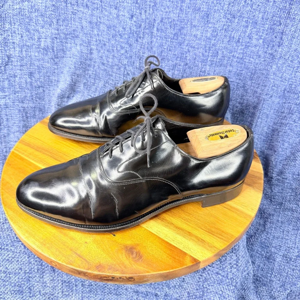 Brooks Brothers Oxford Mens 41 E Black Leather Made in England Brooks English